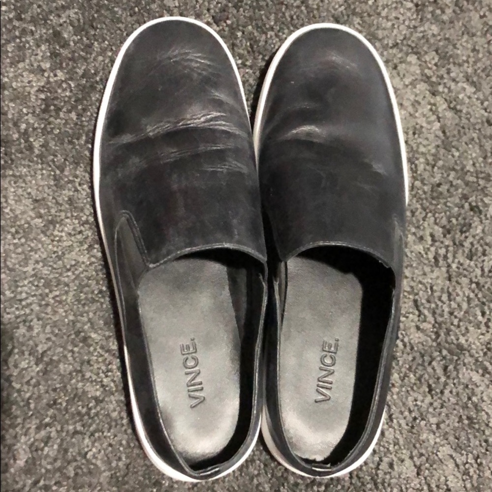 Vince slip on black shoes!